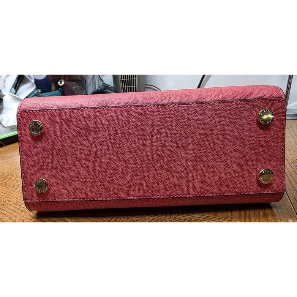 Michael Kors Selma Medium Top Zip Satchel Bag - Coral Peach